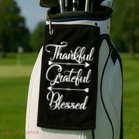 Thankful Grateful Blessed Thanksgiving Day Golf Towel thumb 2