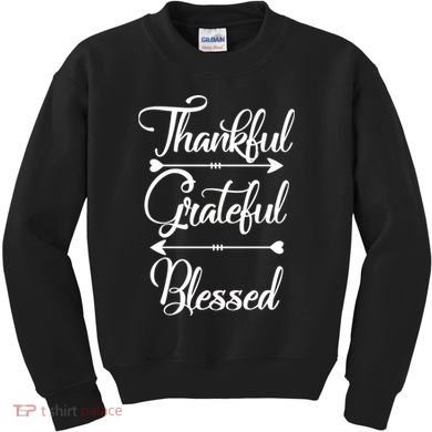 Thankful Grateful Blessed Thanksgiving Day Kids Sweatshirt