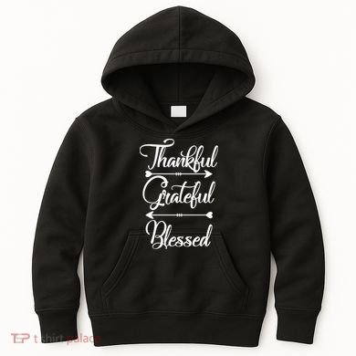 Thankful Grateful Blessed Thanksgiving Day Kids Hoodie