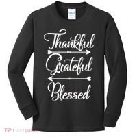 Thankful Grateful Blessed Thanksgiving Day Kids Long Sleeve Shirt thumb 0