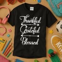 Thankful Grateful Blessed Thanksgiving Day Kids T-Shirt thumb 3