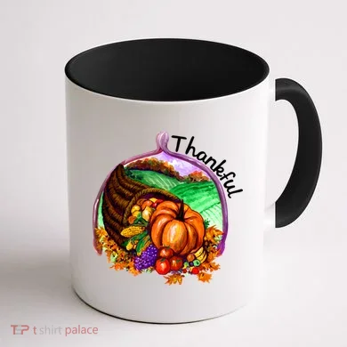 Thankful Pumpkin Fall Thanksgiving Coffee Mug back