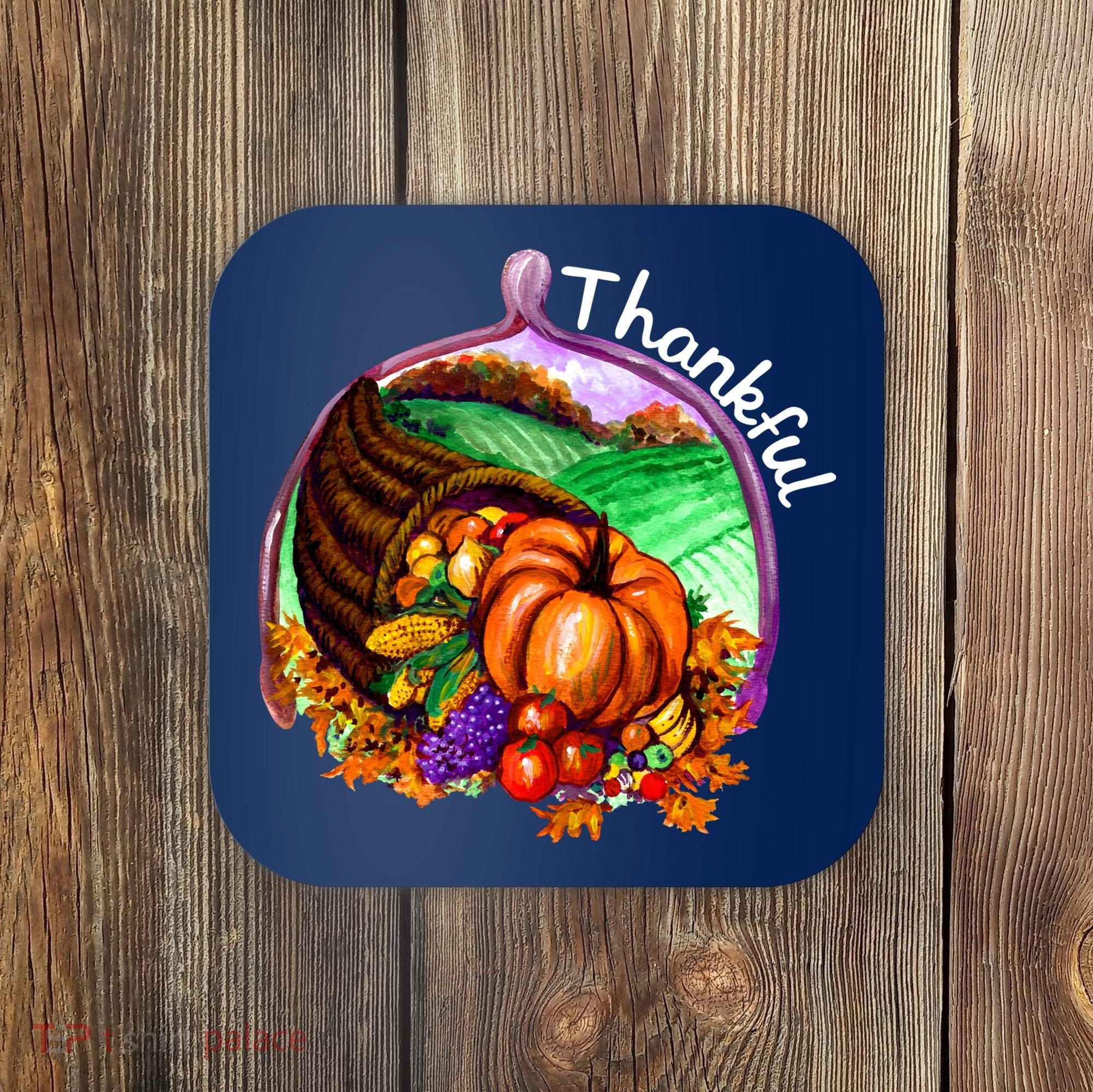 Thankful Pumpkin Fall Thanksgiving Coaster