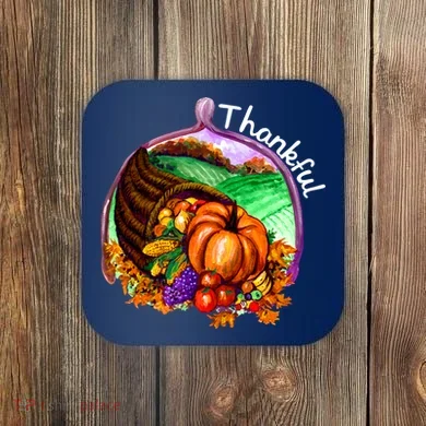 Thankful Pumpkin Fall Thanksgiving Coaster