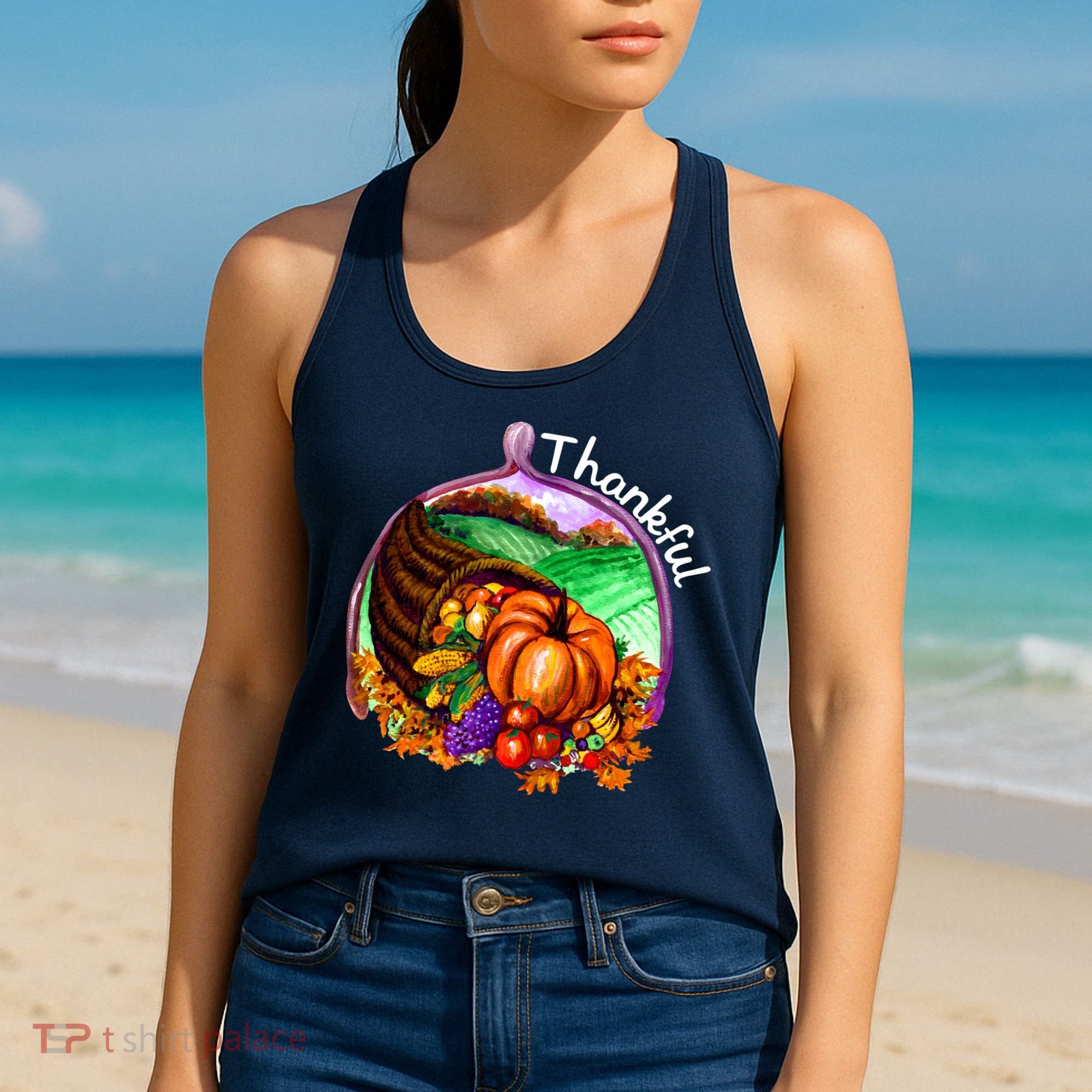 Thankful Pumpkin Fall Thanksgiving Women's Tank Top