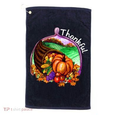 Thankful Pumpkin Fall Thanksgiving Golf Towel