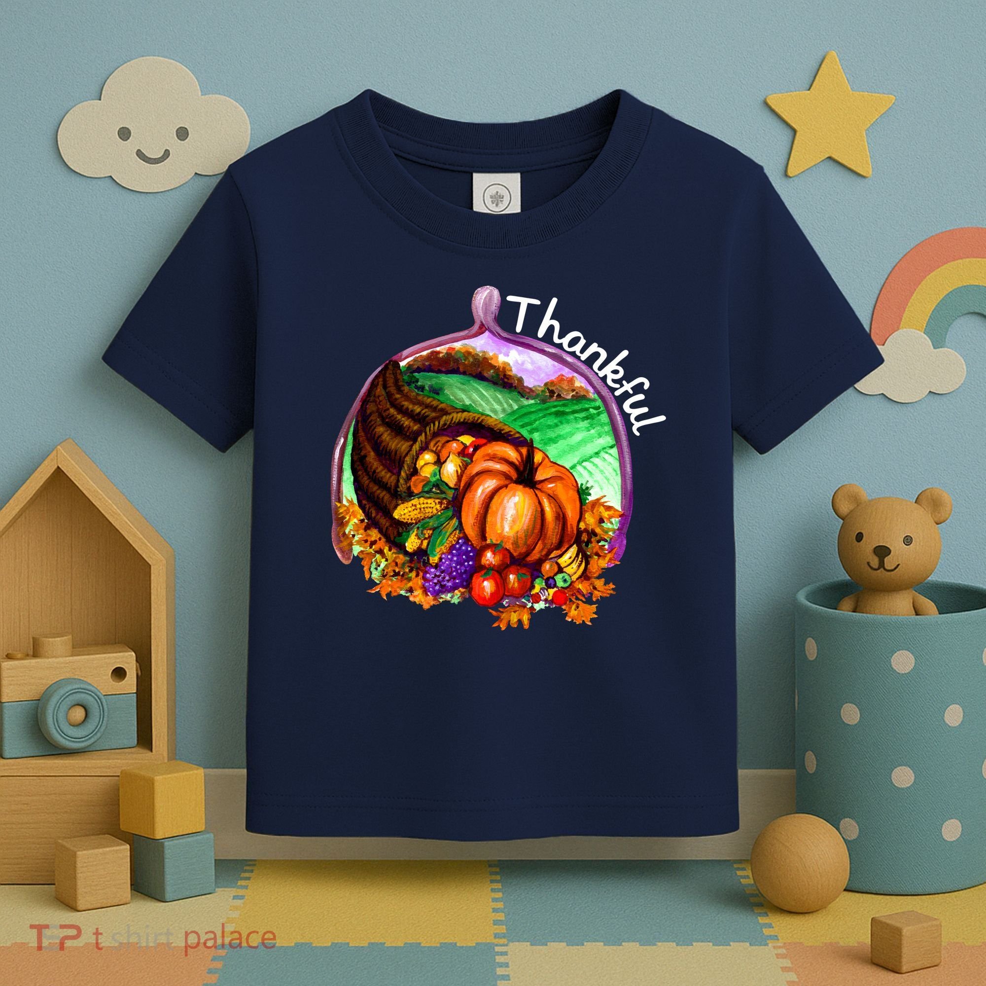 Thankful Pumpkin Fall Thanksgiving Toddler T-Shirt