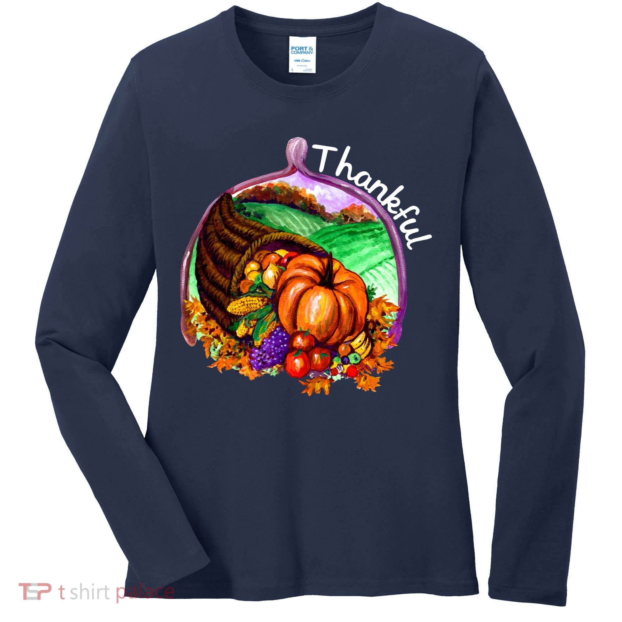 Thankful Pumpkin Fall Thanksgiving Women's Long Sleeve Shirt