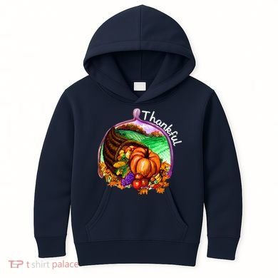 Thankful Pumpkin Fall Thanksgiving Kids Hoodie