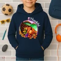 Thankful Pumpkin Fall Thanksgiving Kids Hoodie thumb 2