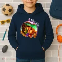 Thankful Pumpkin Fall Thanksgiving Kids Hoodie thumb 2