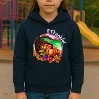 Thankful Pumpkin Fall Thanksgiving Kids Hoodie thumb 3