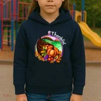 Thankful Pumpkin Fall Thanksgiving Kids Hoodie thumb 3