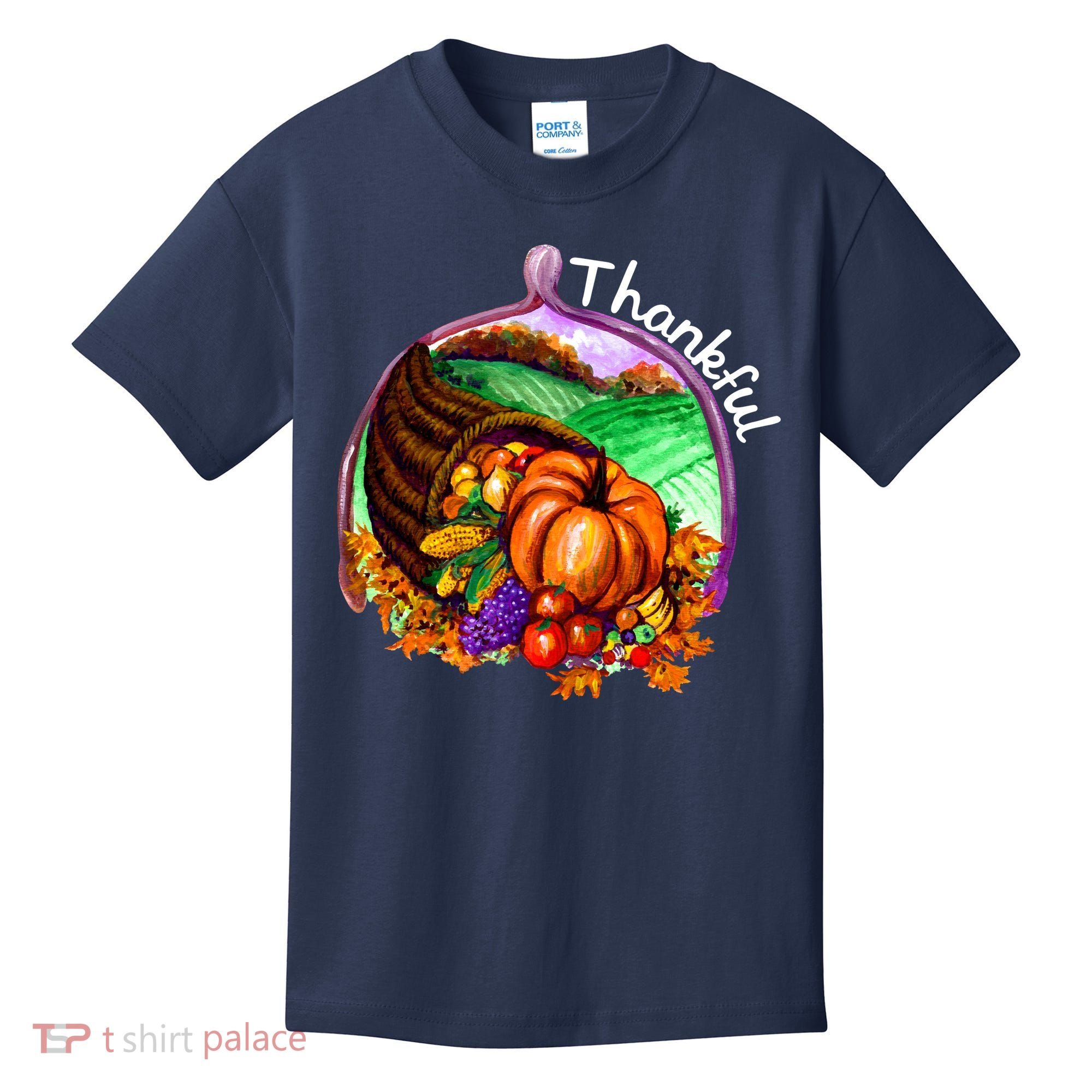 Thankful Pumpkin Fall Thanksgiving Kids T-Shirt
