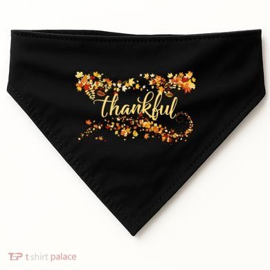 Thankful Thanksgiving Fall Autumn Leaves USA-Made Doggie Bandana