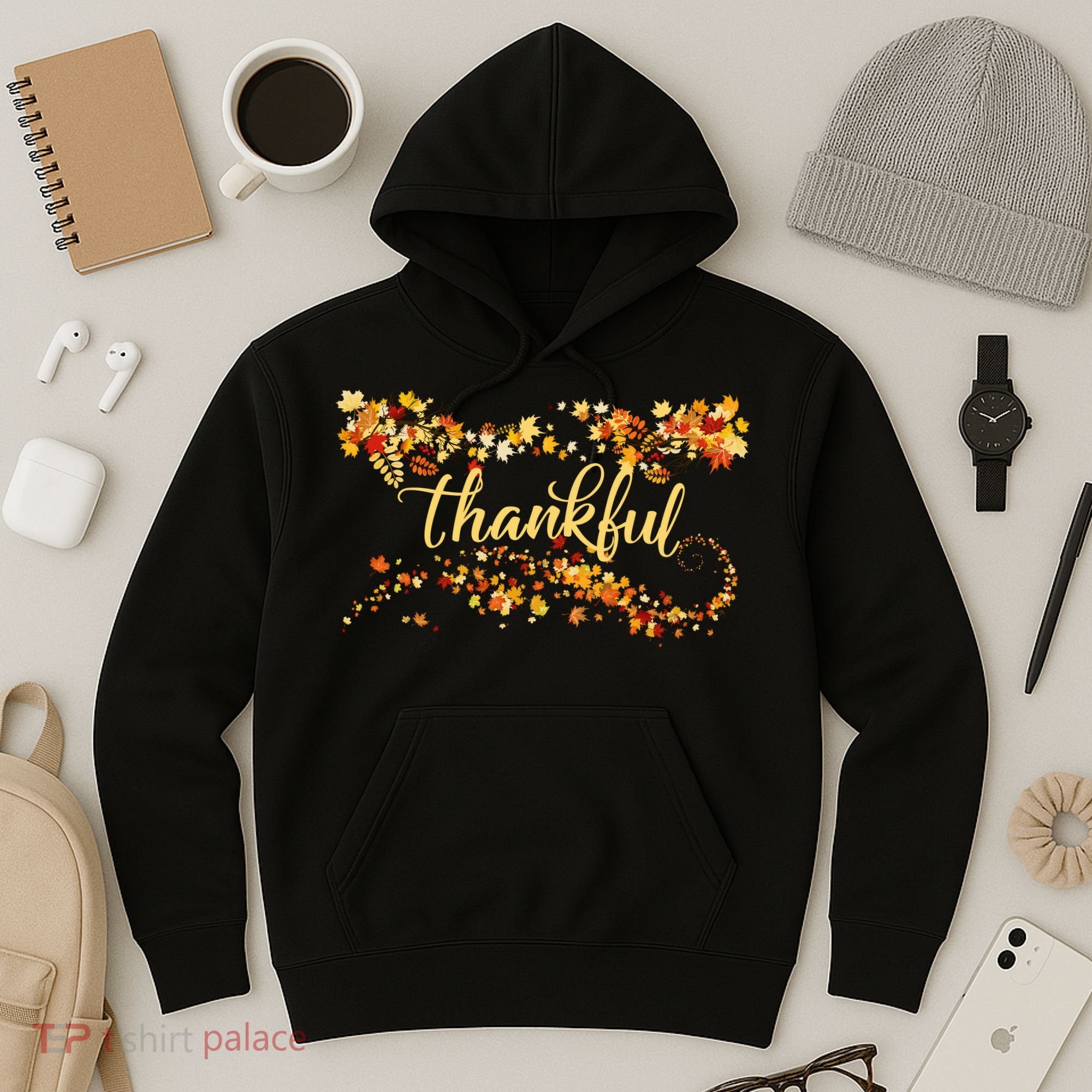 Thankful Thanksgiving Fall Autumn Leaves Hoodie