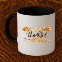 Thankful Thanksgiving Fall Autumn Leaves Coffee Mug thumb 2