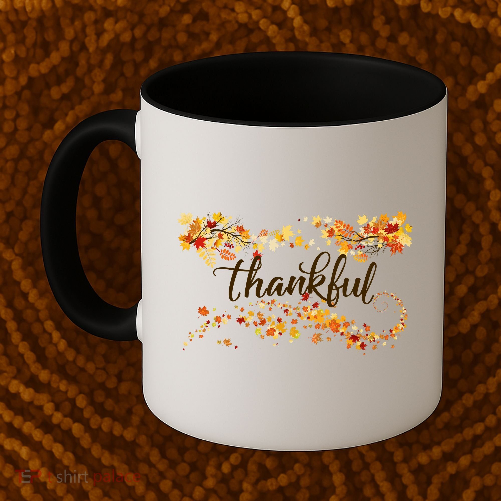 Thankful Thanksgiving Fall Autumn Leaves Coffee Mug