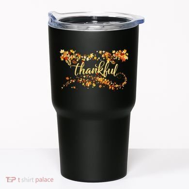 Thankful Thanksgiving Fall Autumn Leaves Tumbler