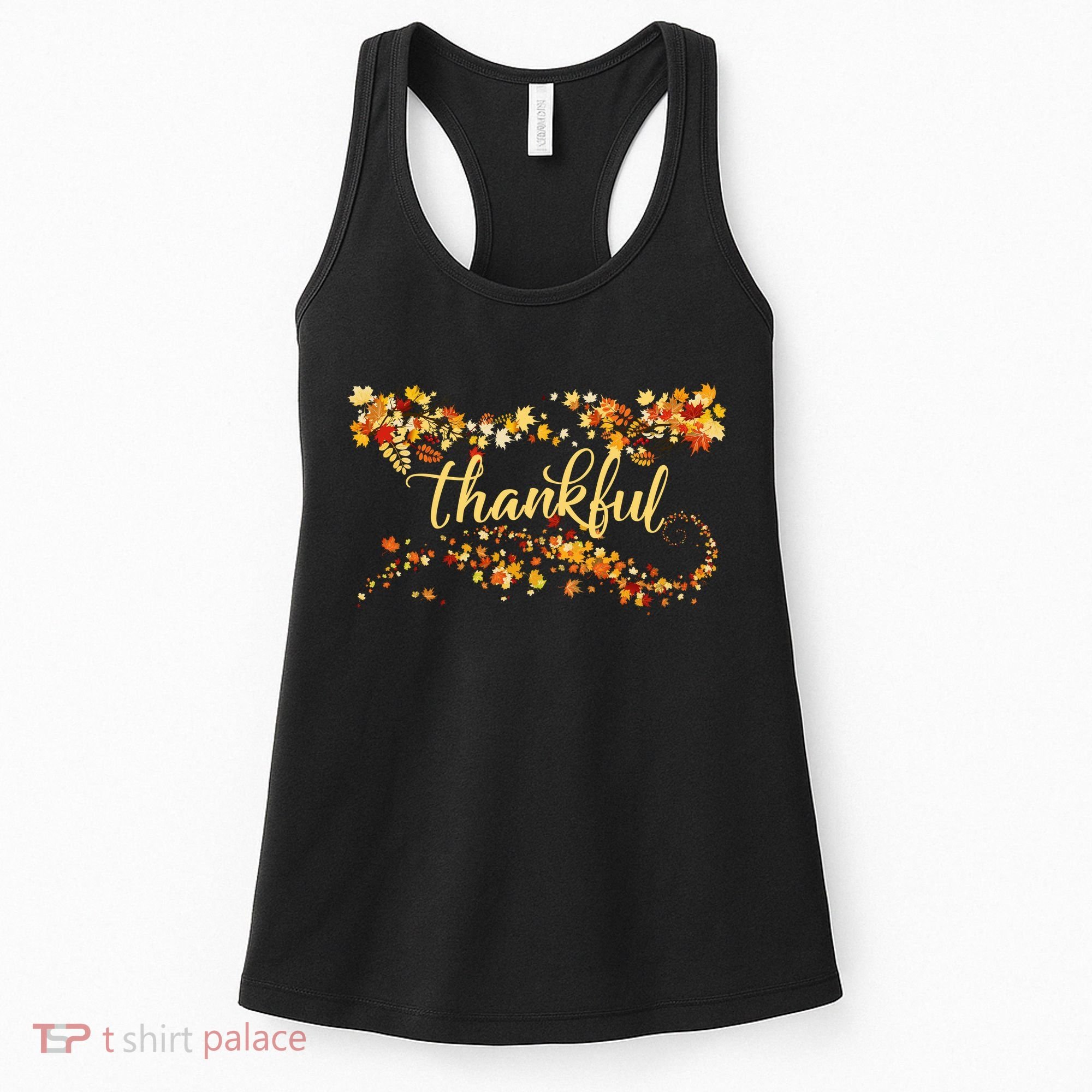 Thankful Thanksgiving Fall Autumn Leaves Women's Tank Top
