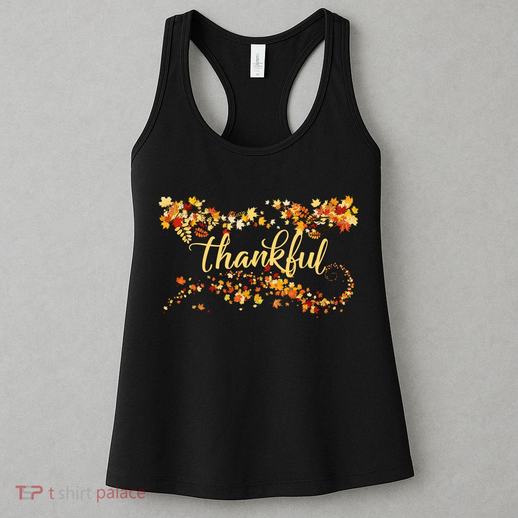 Thankful Thanksgiving Fall Autumn Leaves Women's Tank Top