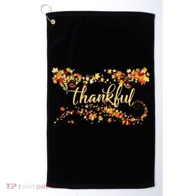 Thankful Thanksgiving Fall Autumn Leaves Golf Towel