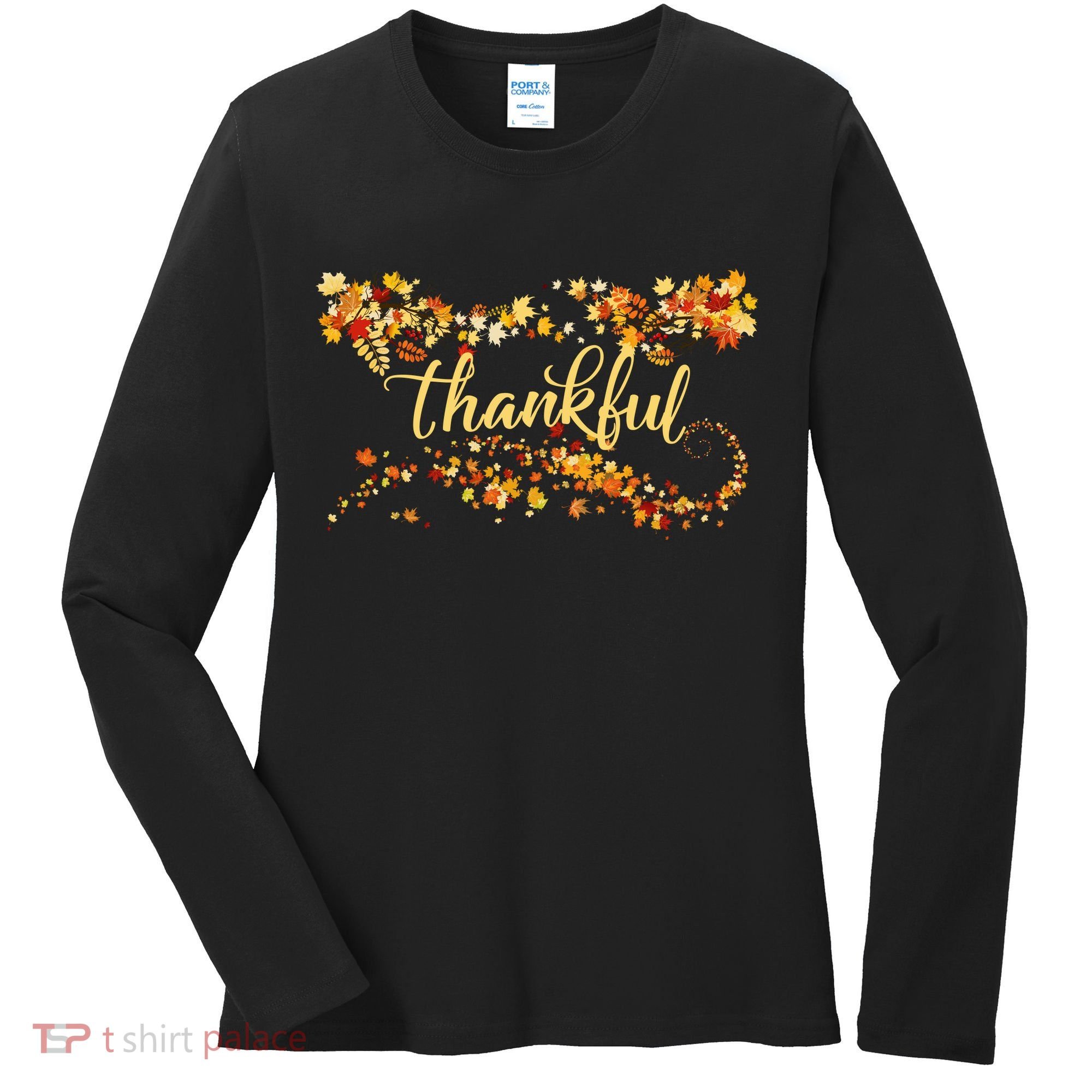 Thankful Thanksgiving Fall Autumn Leaves Women's Long Sleeve Shirt