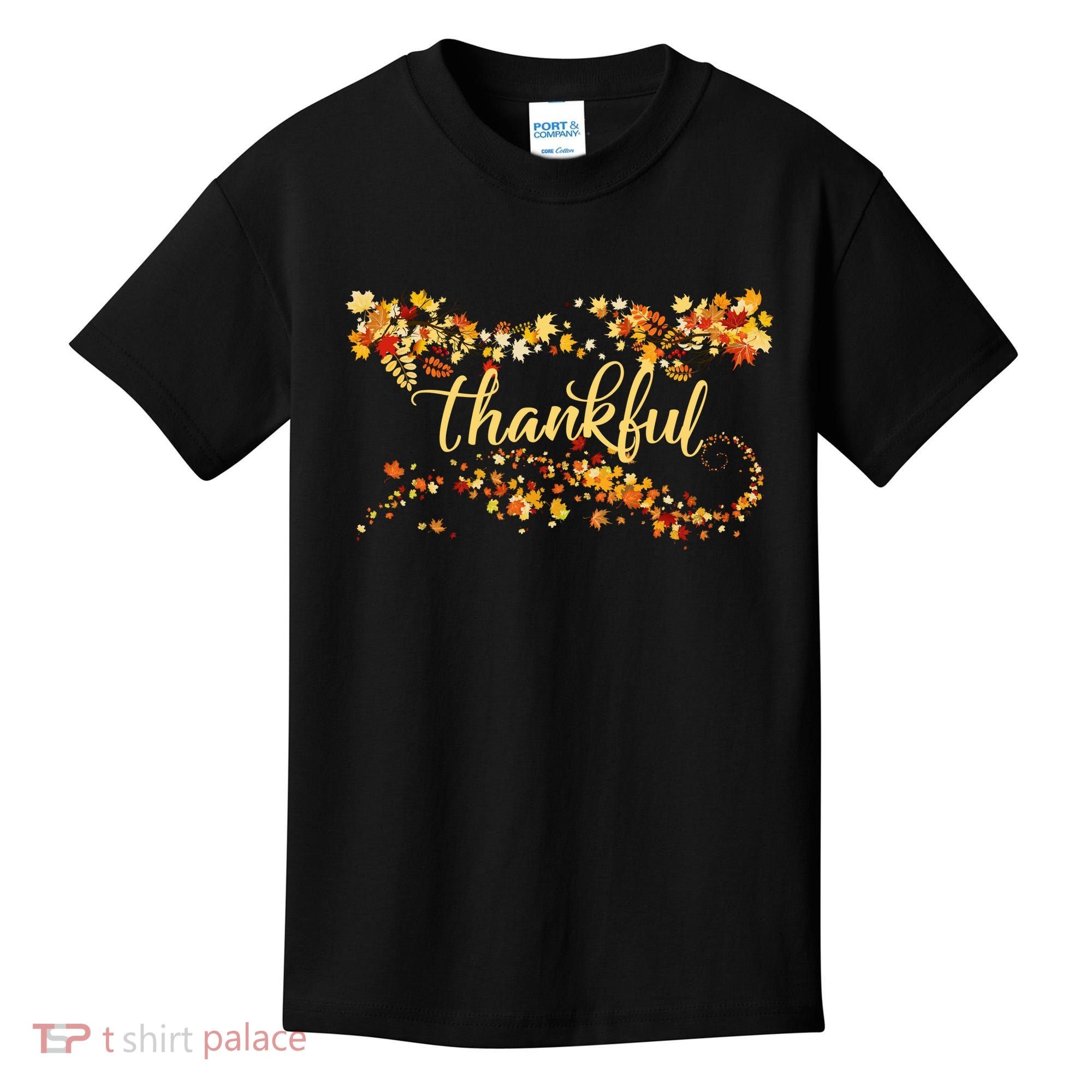Thankful Thanksgiving Fall Autumn Leaves Kids T-Shirt