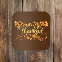 Thankful Thanksgiving Fall Autumn Leaves Coaster thumb 0