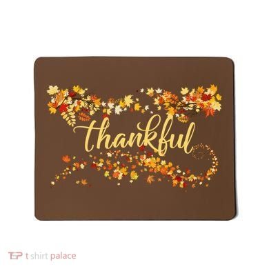 Thankful Thanksgiving Fall Autumn Leaves Mousepad