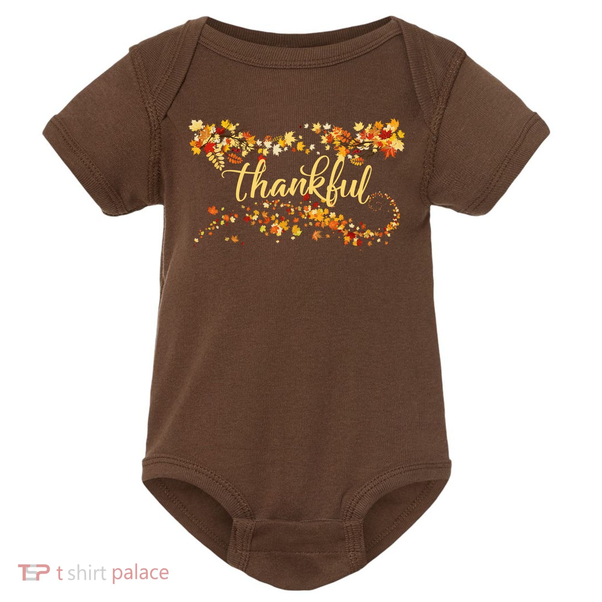 Thankful Thanksgiving Fall Autumn Leaves Baby Bodysuit