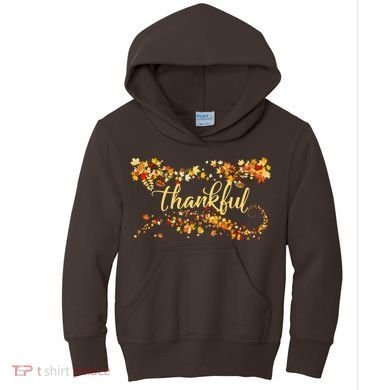 Thankful Thanksgiving Fall Autumn Leaves Kids Hoodie