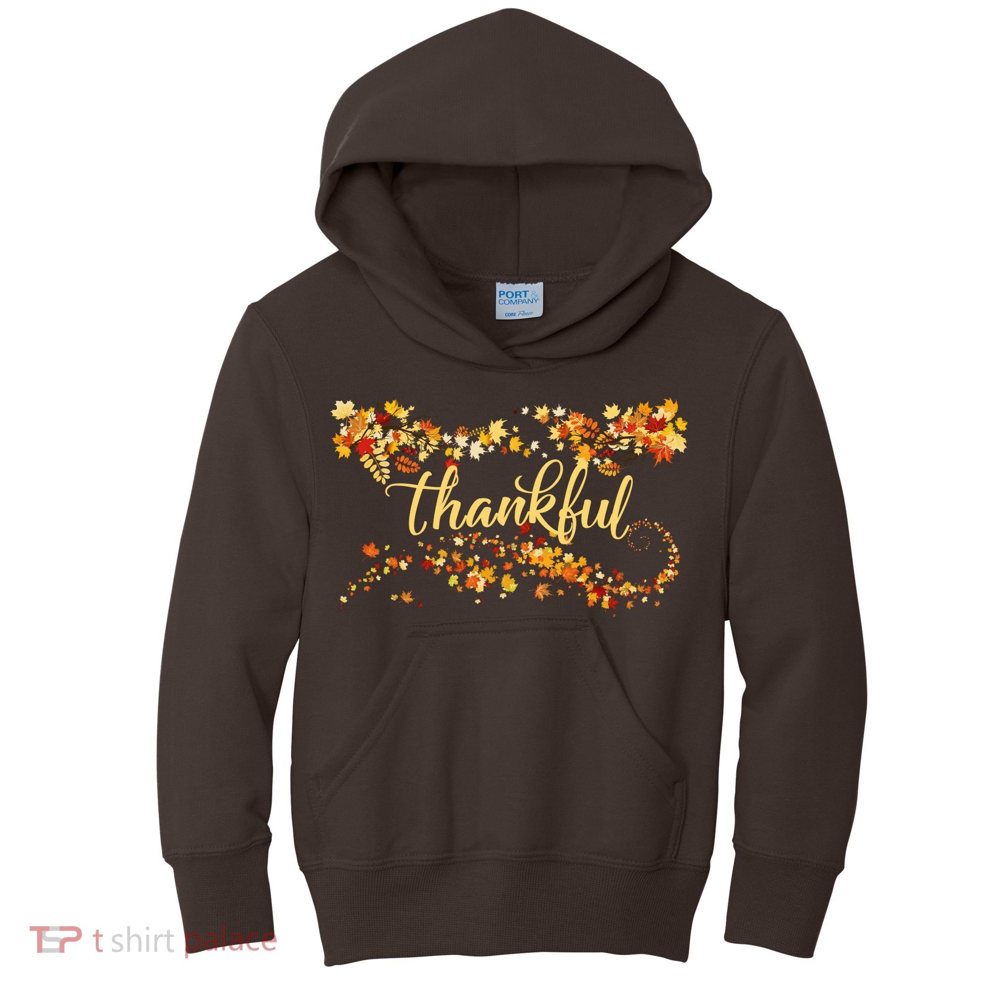 Thankful Thanksgiving Fall Autumn Leaves Kids Hoodie