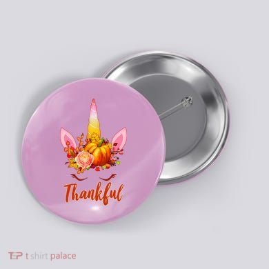 Thankful Unicorn Autumn Button