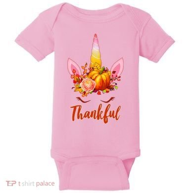 Thankful Unicorn Autumn Baby Bodysuit