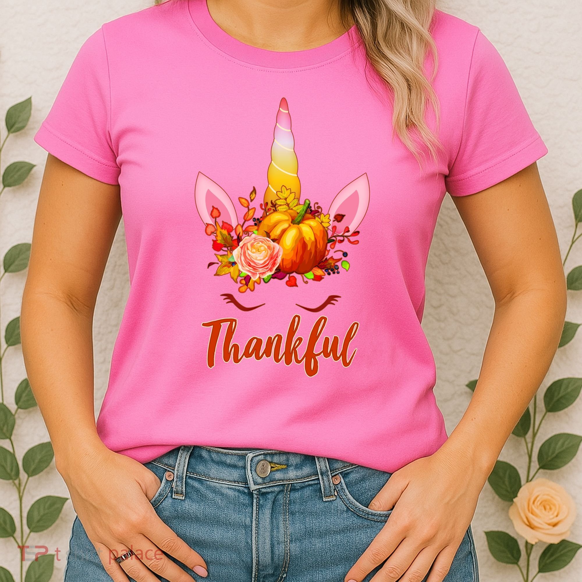 Thankful Unicorn Autumn Women's T-Shirt
