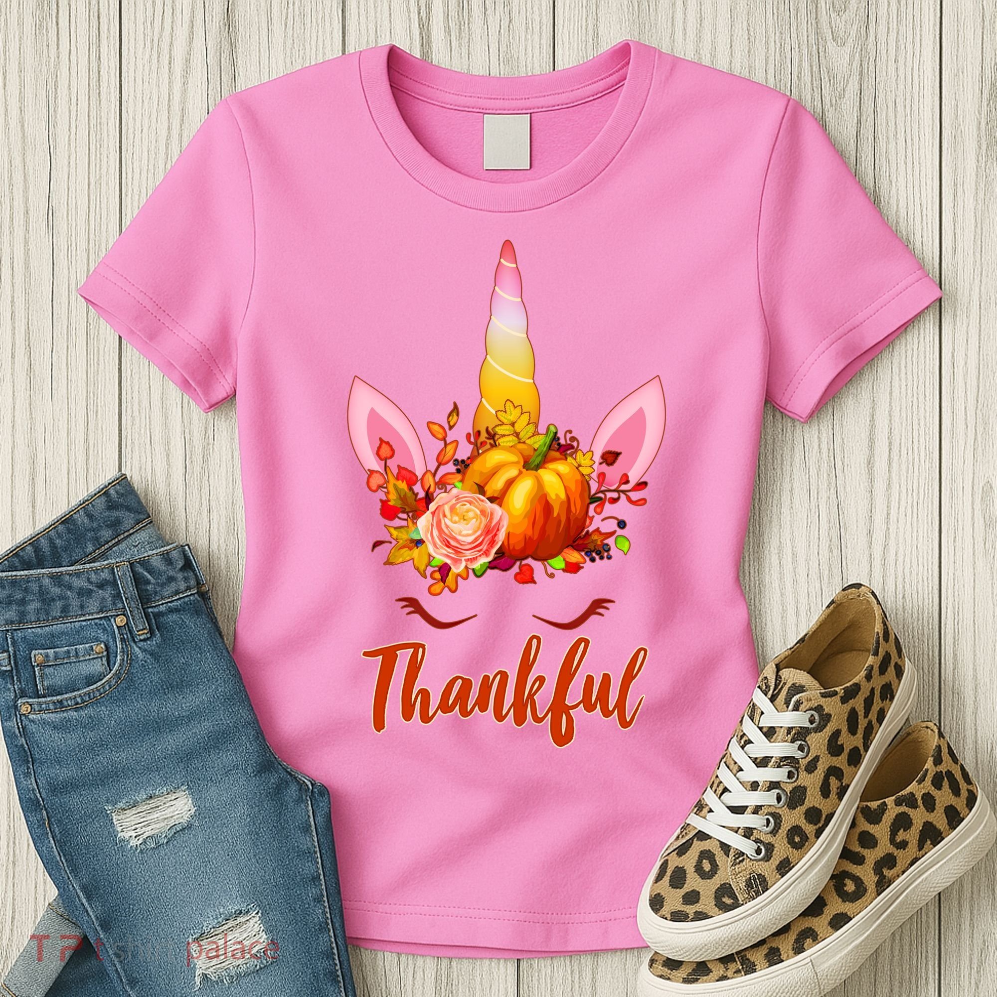 Thankful Unicorn Autumn Women's T-Shirt