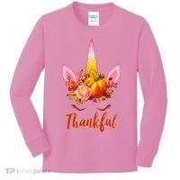 Thankful Unicorn Autumn Kids Long Sleeve Shirt thumb 0