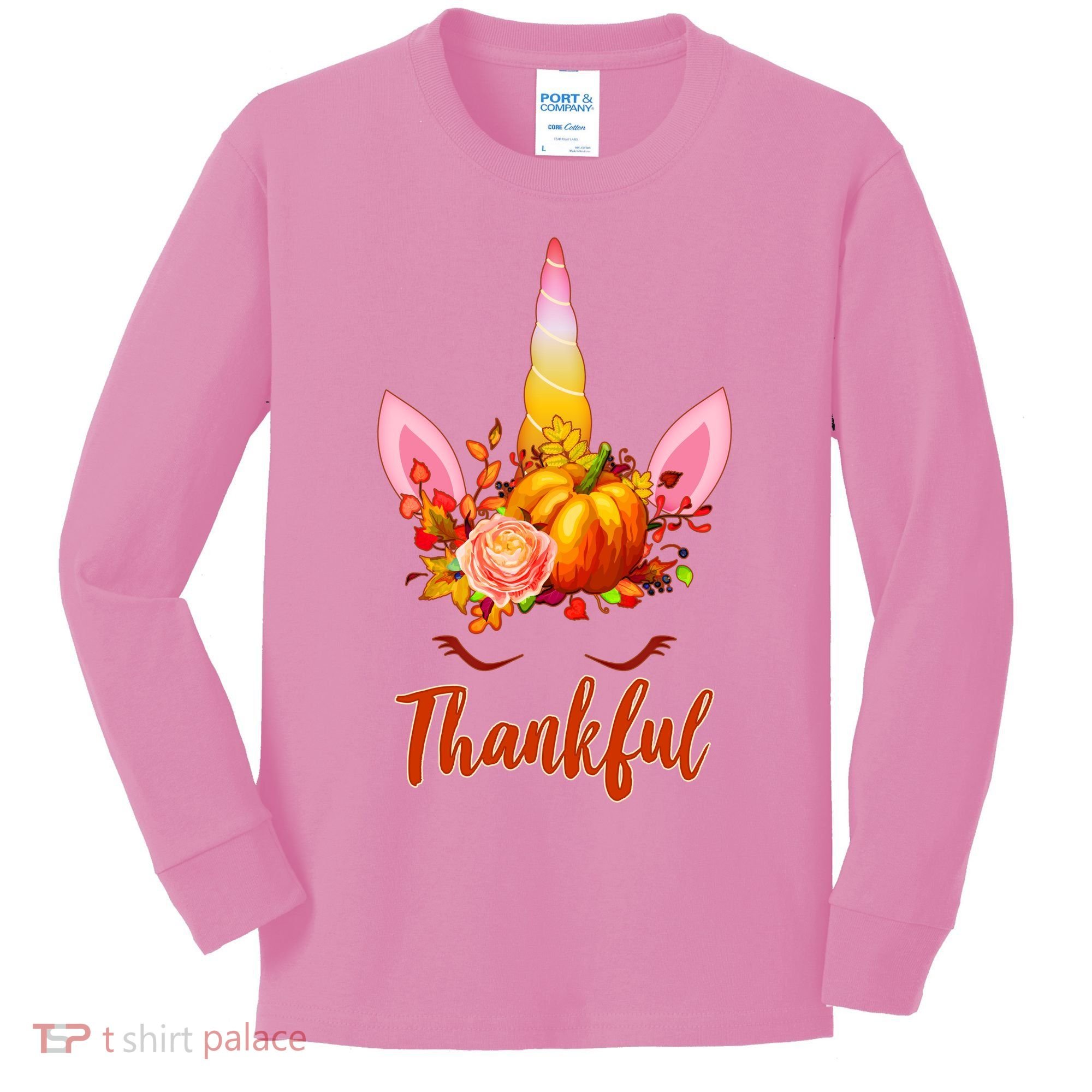 Thankful Unicorn Autumn Kids Long Sleeve Shirt