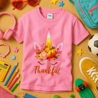 Thankful Unicorn Autumn Kids T-Shirt thumb 3