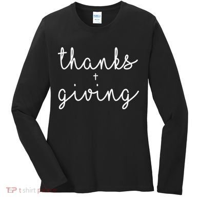 Thanks Plus Giving Cute Thanksgiving Women's Long Sleeve Shirt