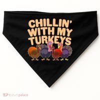Thanksgiving Chillin' With My Turkeys USA-Made Doggie Bandana thumb 0