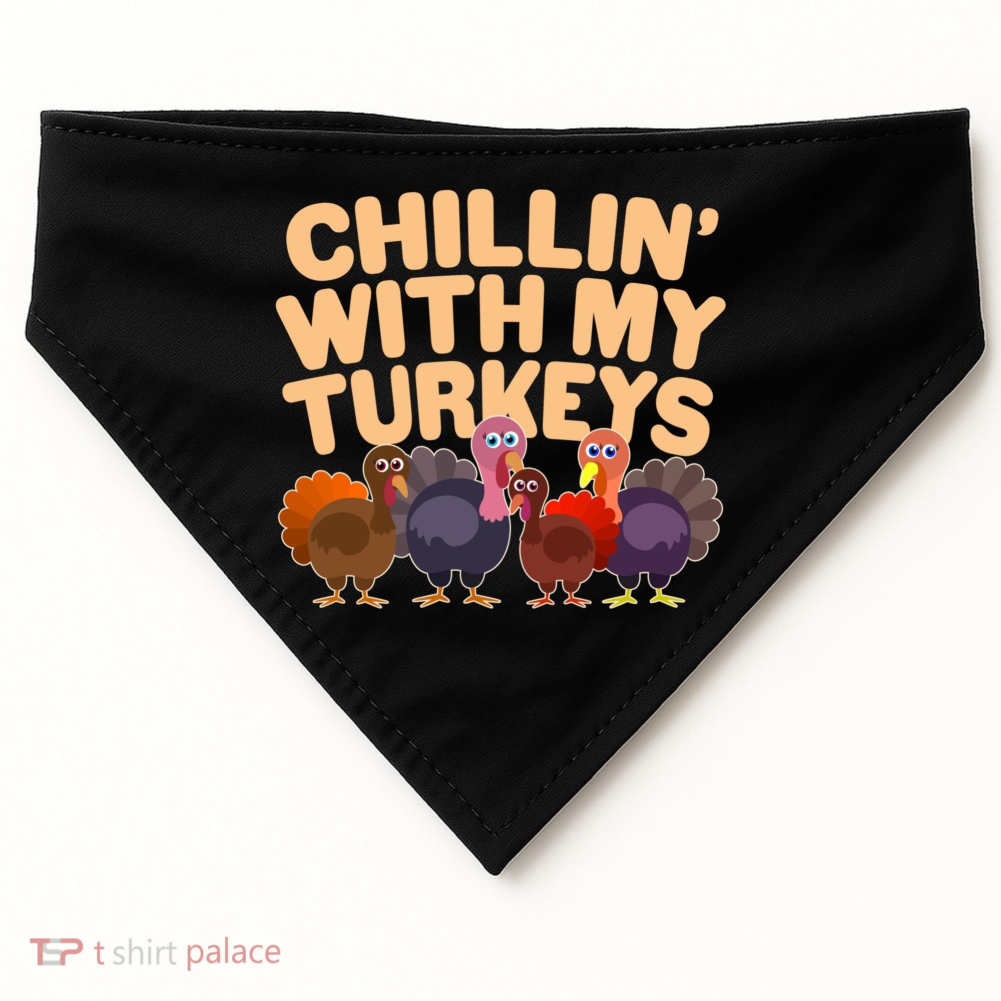 Thanksgiving Chillin' With My Turkeys USA-Made Doggie Bandana