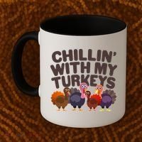 Thanksgiving Chillin' With My Turkeys Coffee Mug thumb 2