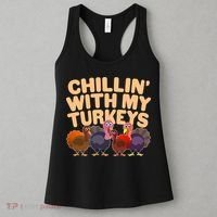 Thanksgiving Chillin' With My Turkeys Women's Tank Top thumb 3