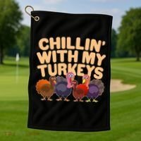 Thanksgiving Chillin' With My Turkeys Golf Towel thumb 1