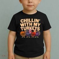 Thanksgiving Chillin' With My Turkeys Toddler T-Shirt thumb 2