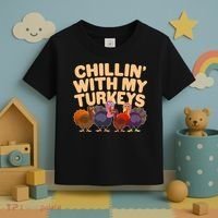 Thanksgiving Chillin' With My Turkeys Toddler T-Shirt thumb 3