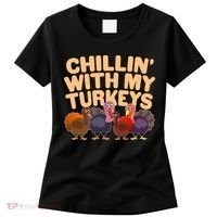 Thanksgiving Chillin' With My Turkeys Women's T-Shirt thumb 0