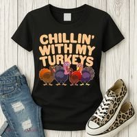 Thanksgiving Chillin' With My Turkeys Women's T-Shirt thumb 3